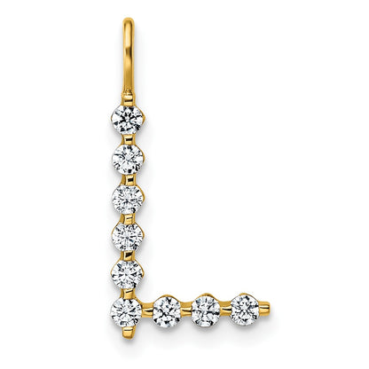 LGYP 14K Yellow Gold 1/3 carat Lab Grown Diamond VS+ F+ Complete Alphabet L Pendant