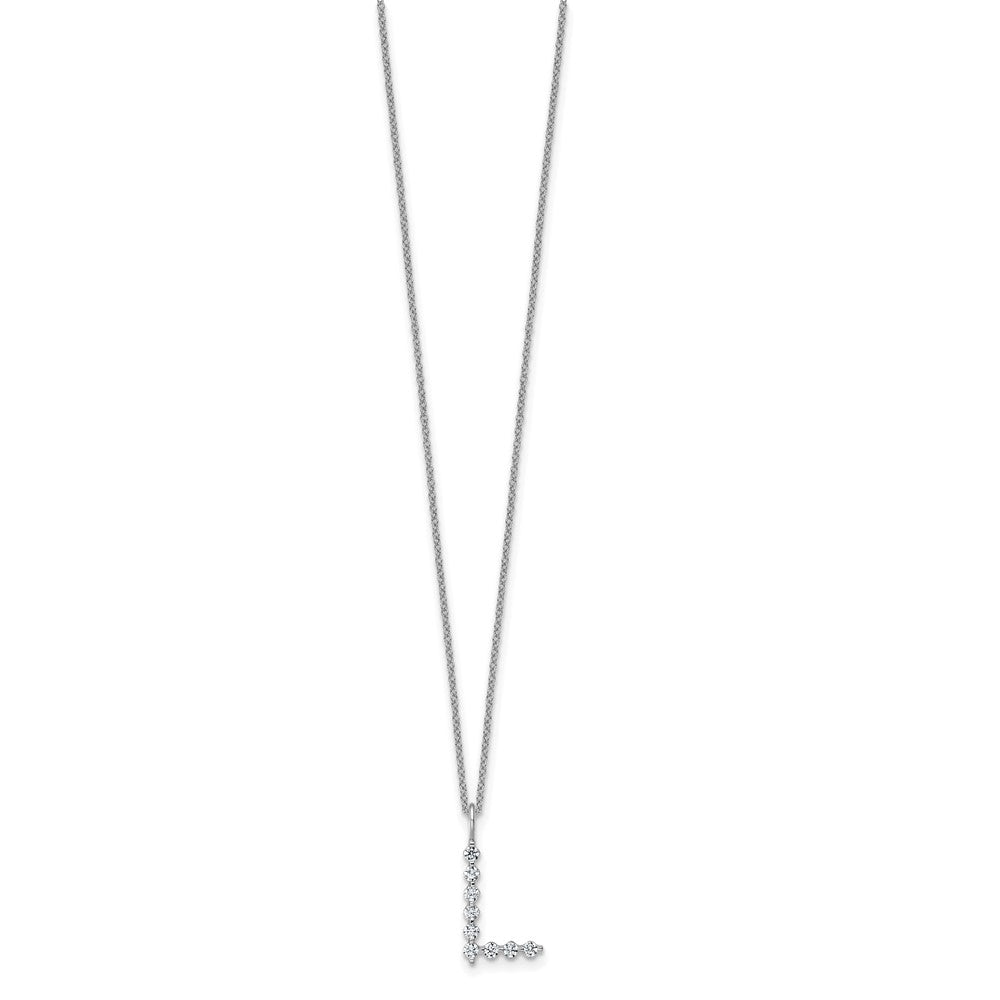 LGWN 14K White Gold 1/3 carat Lab Grown Diamond VS+ F+ Complete Alphabet L Pendant Necklace