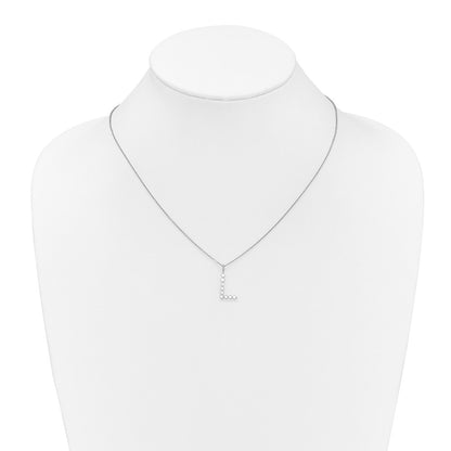 LGWN 14K White Gold 1/3 carat Lab Grown Diamond VS+ F+ Complete Alphabet L Pendant Necklace