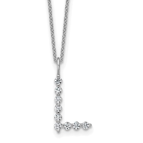 LGWN 14K White Gold 1/3 carat Lab Grown Diamond VS+ F+ Complete Alphabet L Pendant Necklace