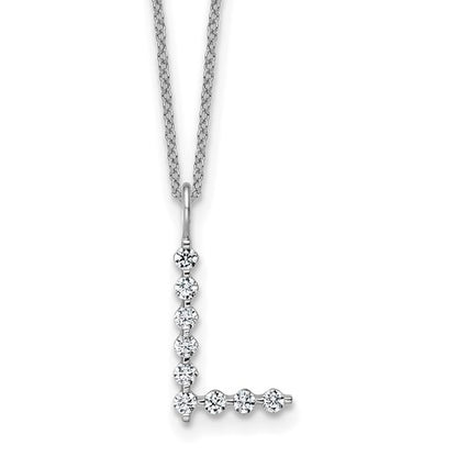 LGWN 14K White Gold 1/3 carat Lab Grown Diamond VS+ F+ Complete Alphabet L Pendant Necklace