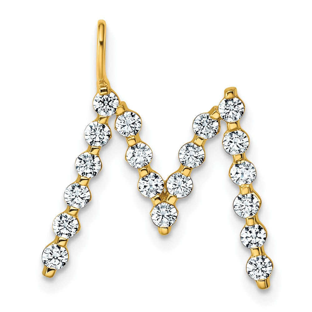 LGYP 14K Yellow Gold 5/8 carat Lab Grown Diamond VS+ F+ Complete Alphabet M Pendant