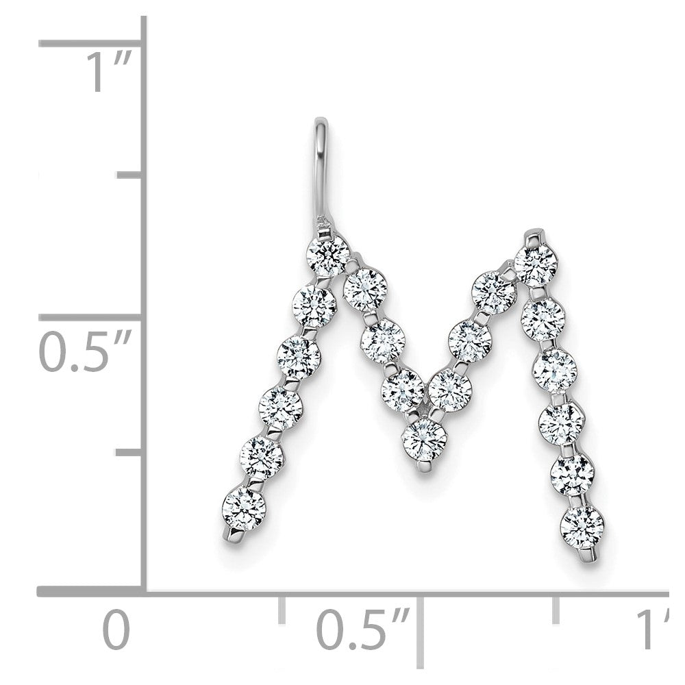 LGWP 14K White Gold 5/8 carat Lab Grown Diamond VS+ F+ Complete Alphabet M Pendant