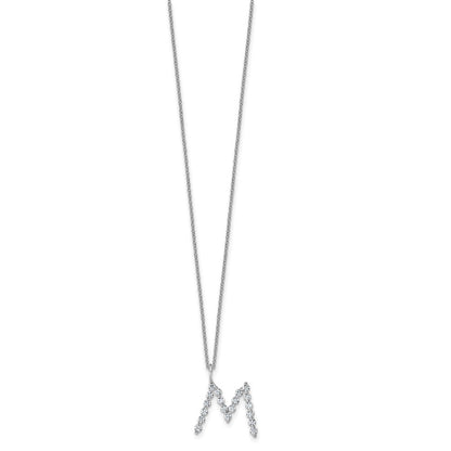 LGWN 14K White Gold 5/8 carat Lab Grown Diamond VS+ F+ Complete Alphabet M Pendant Necklace