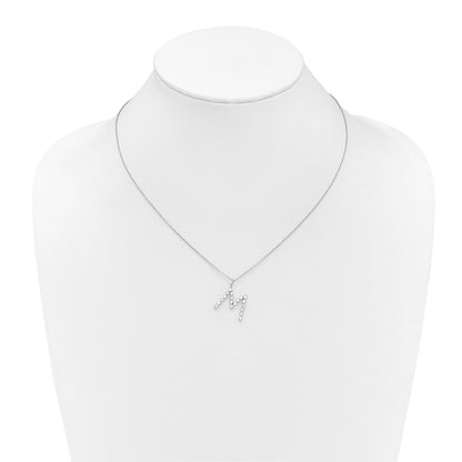 LGWN 14K White Gold 5/8 carat Lab Grown Diamond VS+ F+ Complete Alphabet M Pendant Necklace