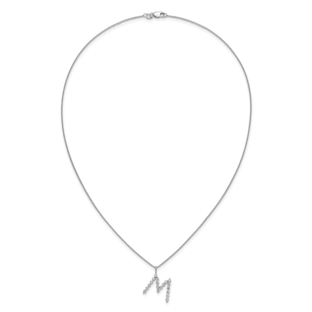 LGWN 14K White Gold 5/8 carat Lab Grown Diamond VS+ F+ Complete Alphabet M Pendant Necklace