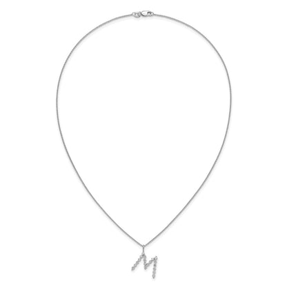 LGWN 14K White Gold 5/8 carat Lab Grown Diamond VS+ F+ Complete Alphabet M Pendant Necklace