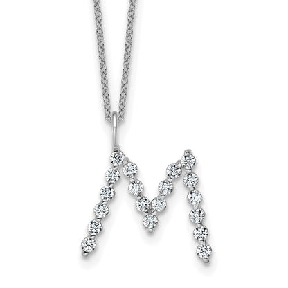LGWN 14K White Gold 5/8 carat Lab Grown Diamond VS+ F+ Complete Alphabet M Pendant Necklace