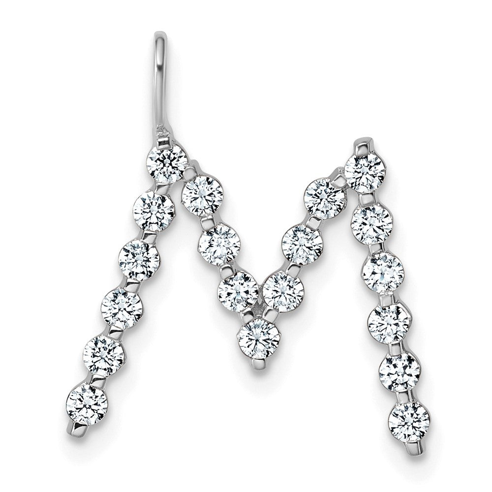 LGWP 14K White Gold 5/8 carat Lab Grown Diamond VS+ F+ Complete Alphabet M Pendant