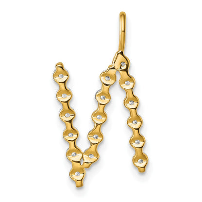 LGYP 14K Yellow Gold 5/8 carat Lab Grown Diamond VS+ F+ Complete Alphabet N Pendant