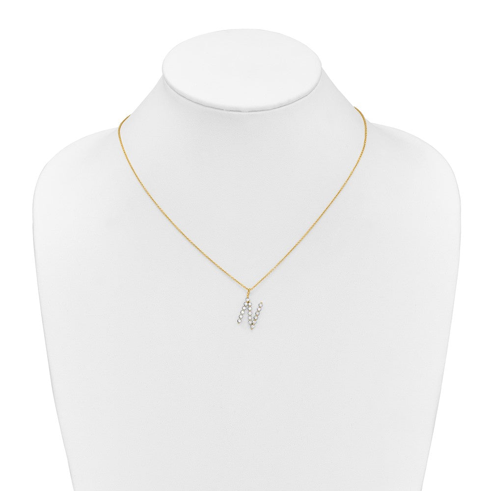 LGYN 14K Yellow Gold 5/8 carat Lab Grown Diamond VS+ F+ Complete Alphabet N Pendant Necklace