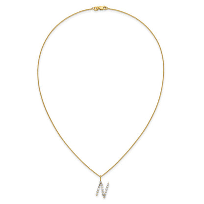LGYN 14K Yellow Gold 5/8 carat Lab Grown Diamond VS+ F+ Complete Alphabet N Pendant Necklace
