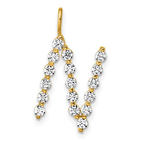 LGYP 14K Yellow Gold 5/8 carat Lab Grown Diamond VS+ F+ Complete Alphabet N Pendant