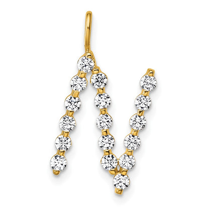 LGYP 14K Yellow Gold 5/8 carat Lab Grown Diamond VS+ F+ Complete Alphabet N Pendant