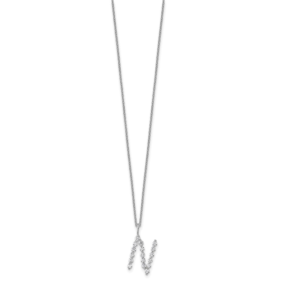 LGWN 14K White Gold 5/8 carat Lab Grown Diamond VS+ F+ Complete Alphabet N Pendant Necklace