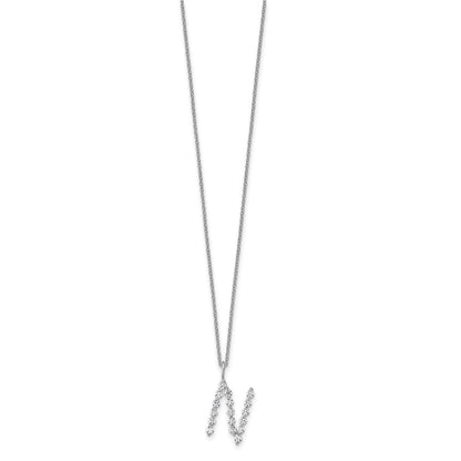 LGWN 14K White Gold 5/8 carat Lab Grown Diamond VS+ F+ Complete Alphabet N Pendant Necklace
