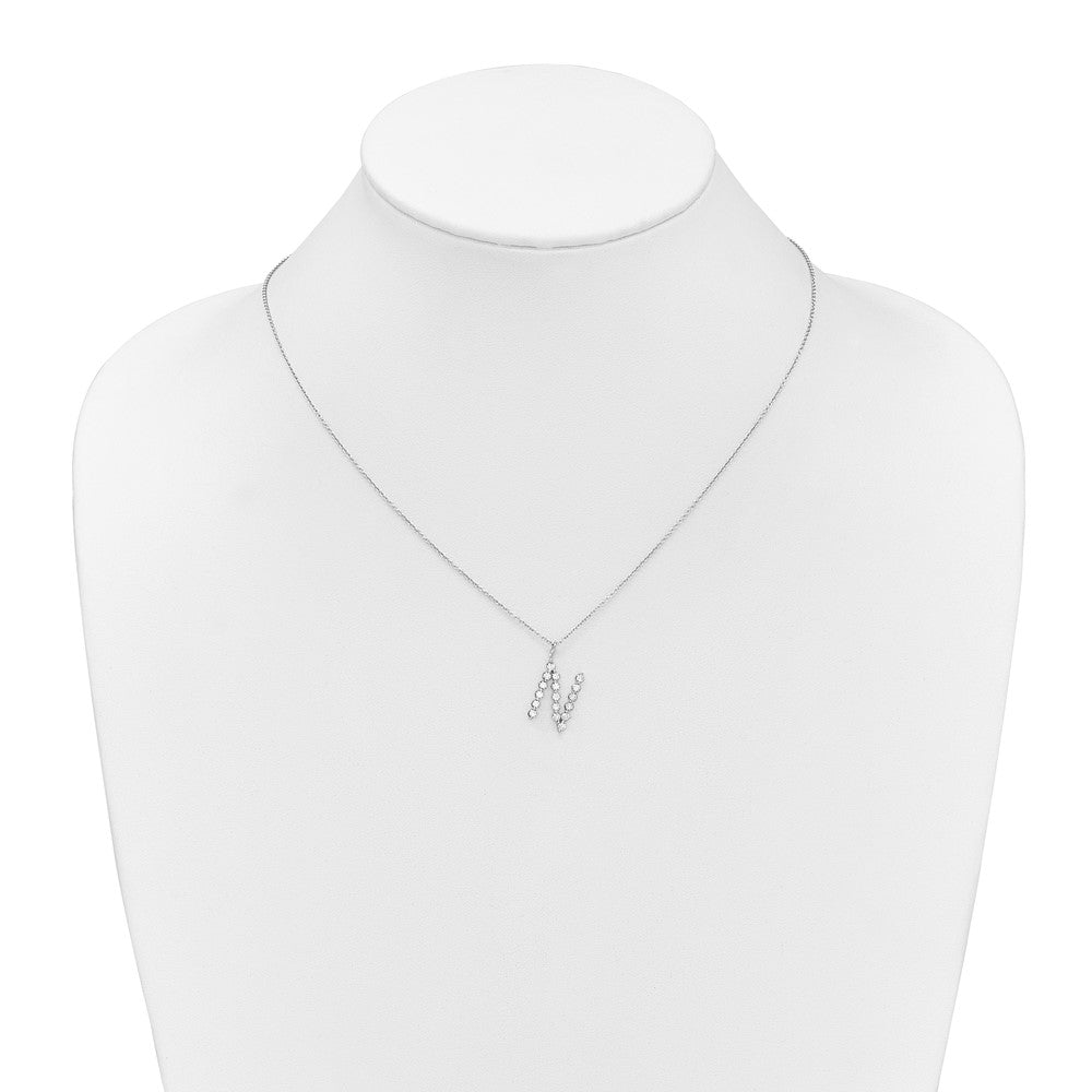 LGWN 14K White Gold 5/8 carat Lab Grown Diamond VS+ F+ Complete Alphabet N Pendant Necklace