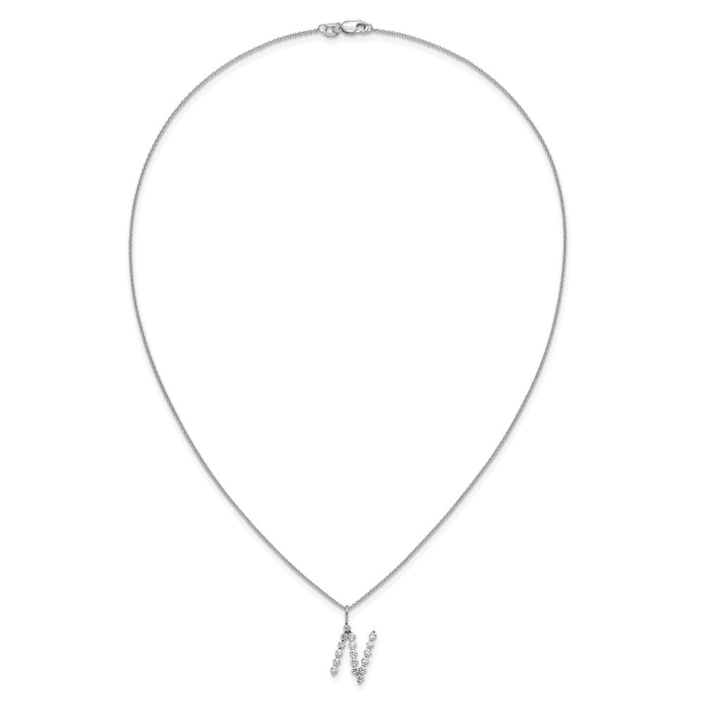 LGWN 14K White Gold 5/8 carat Lab Grown Diamond VS+ F+ Complete Alphabet N Pendant Necklace