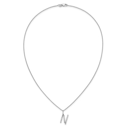 LGWN 14K White Gold 5/8 carat Lab Grown Diamond VS+ F+ Complete Alphabet N Pendant Necklace
