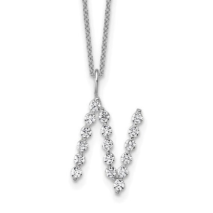 LGWN 14K White Gold 5/8 carat Lab Grown Diamond VS+ F+ Complete Alphabet N Pendant Necklace