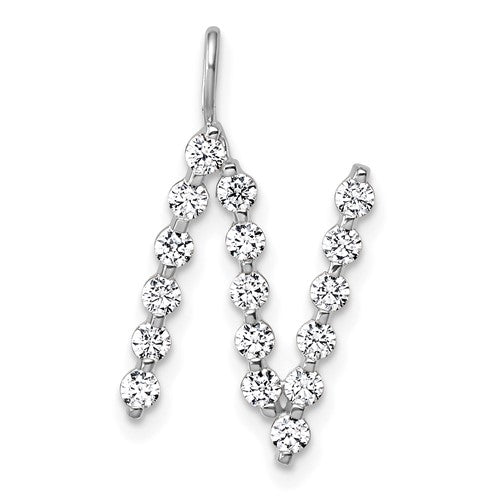 LGWP 14K White Gold 5/8 carat Lab Grown Diamond VS+ F+ Complete Alphabet N Pendant