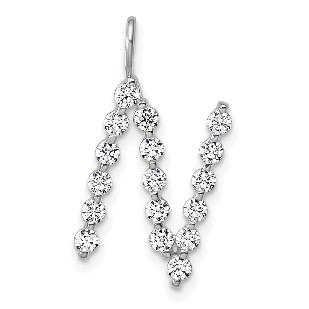 LGWP 14K White Gold 5/8 carat Lab Grown Diamond VS+ F+ Complete Alphabet N Pendant