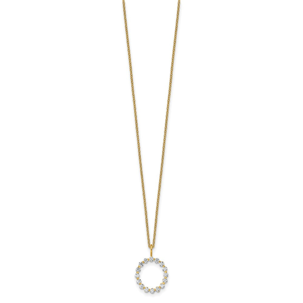 LGYN 14K Yellow Gold 1/2 carat Lab Grown Diamond VS+ F+ Complete Alphabet O Pendant Necklace