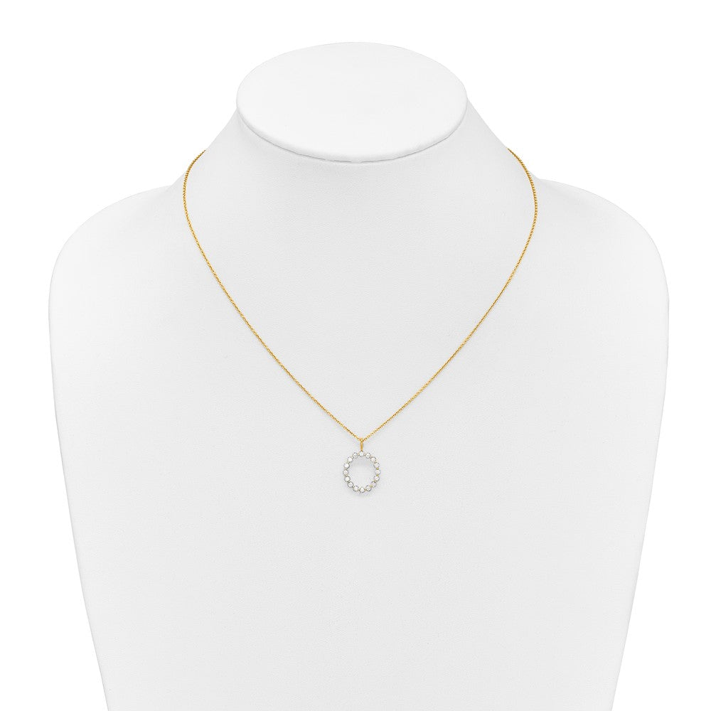 LGYN 14K Yellow Gold 1/2 carat Lab Grown Diamond VS+ F+ Complete Alphabet O Pendant Necklace