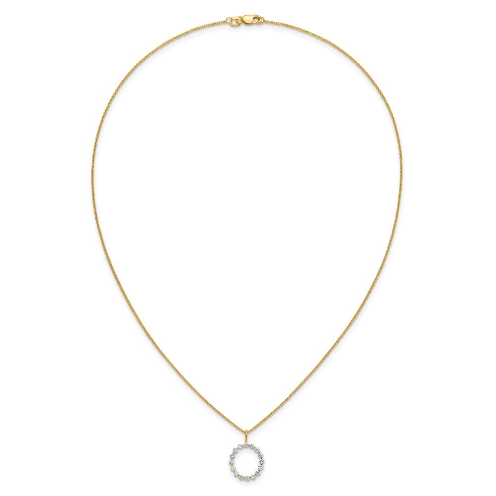 LGYN 14K Yellow Gold 1/2 carat Lab Grown Diamond VS+ F+ Complete Alphabet O Pendant Necklace