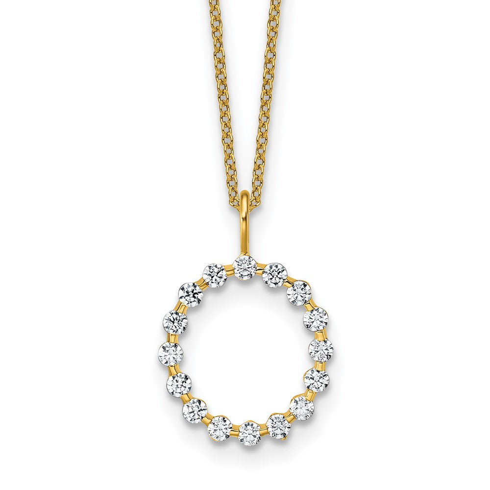 LGYN 14K Yellow Gold 1/2 carat Lab Grown Diamond VS+ F+ Complete Alphabet O Pendant Necklace