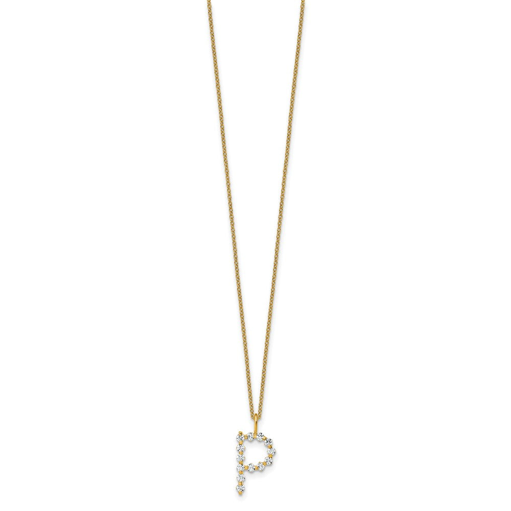 LGYN 14K Yellow Gold 3/8 carat Lab Grown Diamond VS+ F+ Complete Alphabet P Pendant Necklace