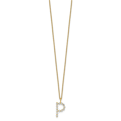 LGYN 14K Yellow Gold 3/8 carat Lab Grown Diamond VS+ F+ Complete Alphabet P Pendant Necklace