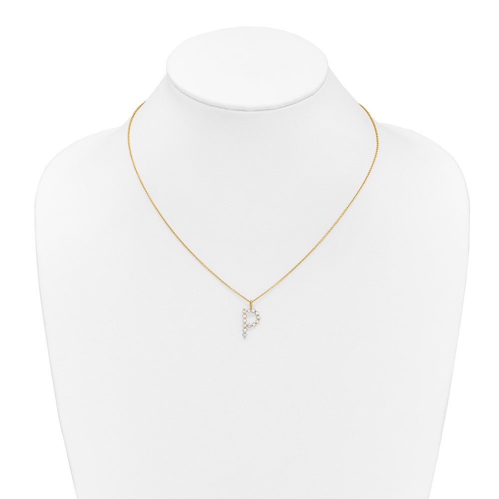 LGYN 14K Yellow Gold 3/8 carat Lab Grown Diamond VS+ F+ Complete Alphabet P Pendant Necklace