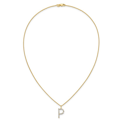 LGYN 14K Yellow Gold 3/8 carat Lab Grown Diamond VS+ F+ Complete Alphabet P Pendant Necklace