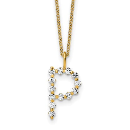 LGYN 14K Yellow Gold 3/8 carat Lab Grown Diamond VS+ F+ Complete Alphabet P Pendant Necklace