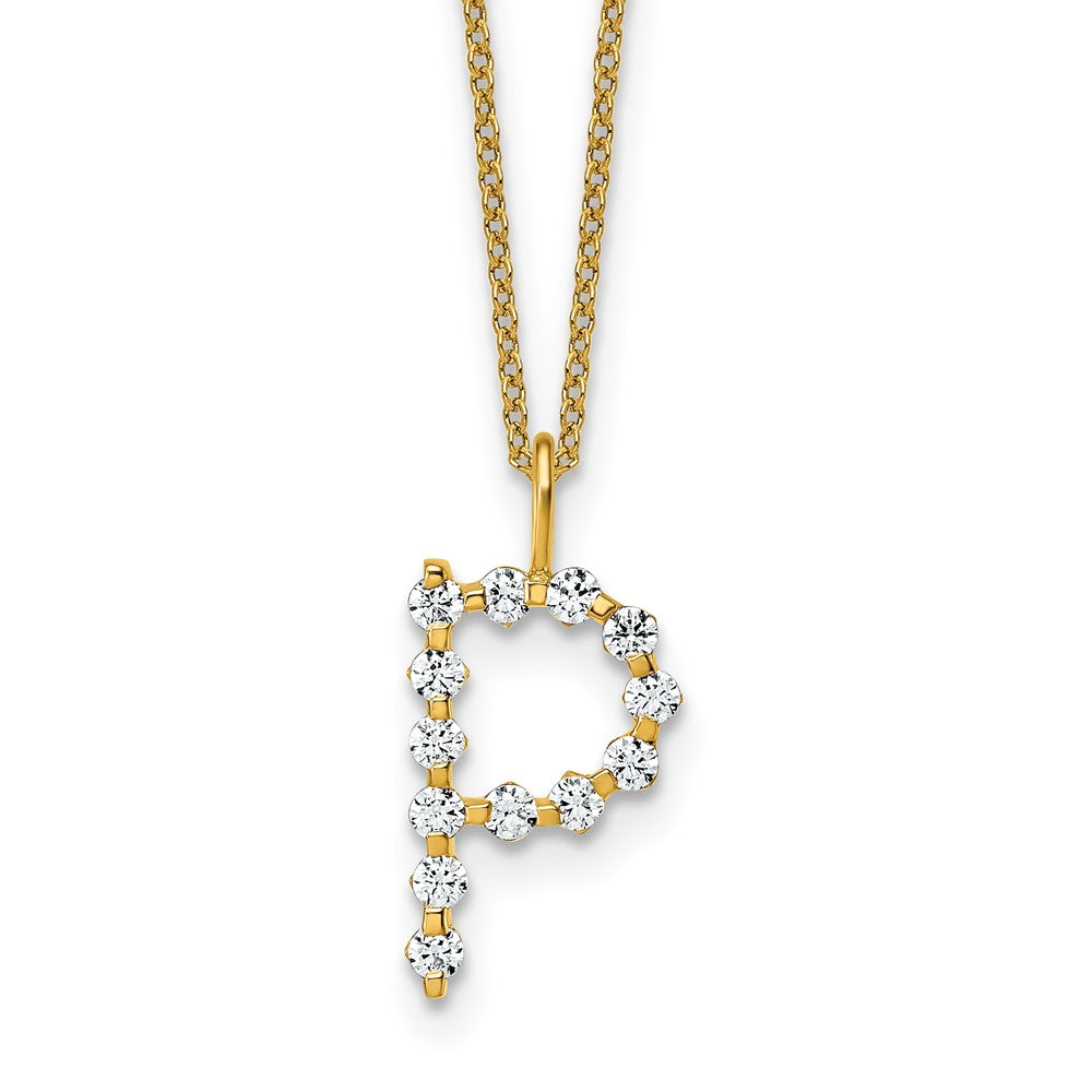 LGYN 14K Yellow Gold 3/8 carat Lab Grown Diamond VS+ F+ Complete Alphabet P Pendant Necklace