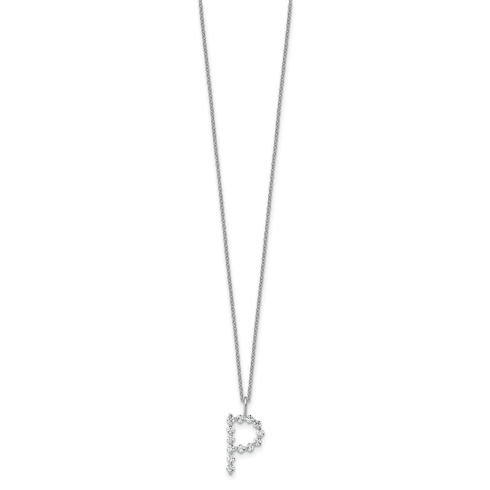 LGWN 14K White Gold 3/8 carat Lab Grown Diamond VS+ F+ Complete Alphabet P Pendant Necklace