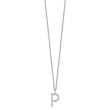 LGWN 14K White Gold 3/8 carat Lab Grown Diamond VS+ F+ Complete Alphabet P Pendant Necklace