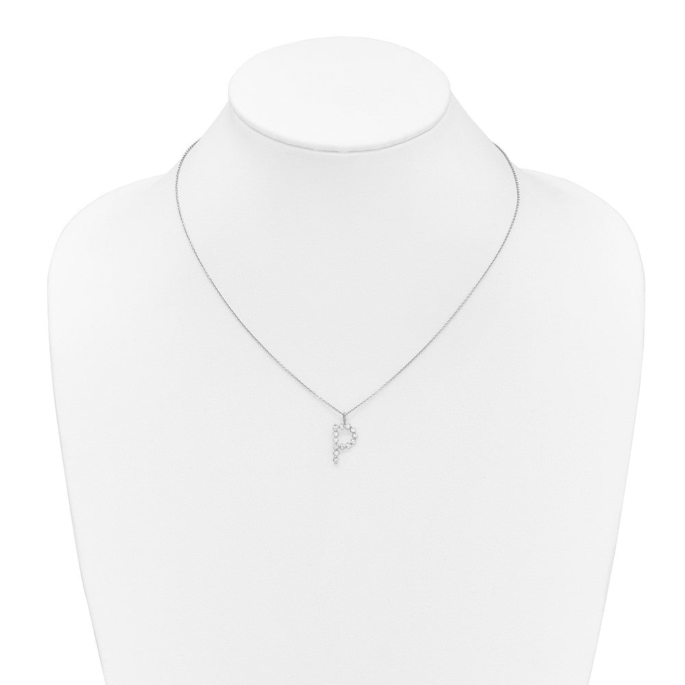 LGWN 14K White Gold 3/8 carat Lab Grown Diamond VS+ F+ Complete Alphabet P Pendant Necklace