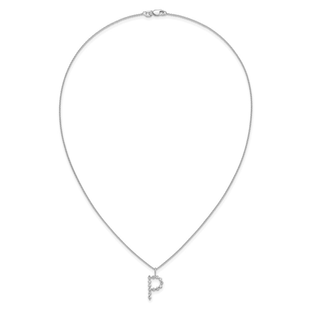 LGWN 14K White Gold 3/8 carat Lab Grown Diamond VS+ F+ Complete Alphabet P Pendant Necklace