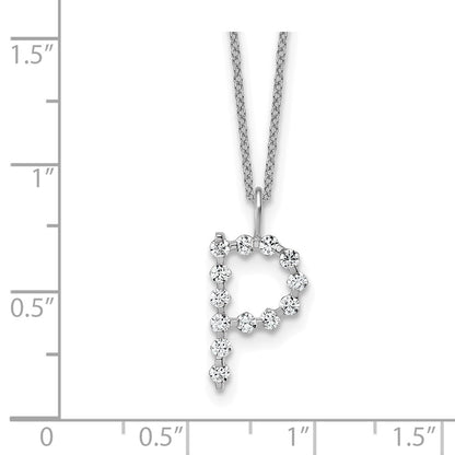 LGWN 14K White Gold 3/8 carat Lab Grown Diamond VS+ F+ Complete Alphabet P Pendant Necklace