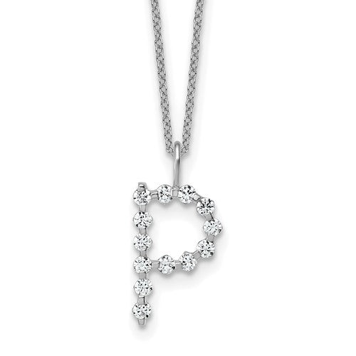 LGWN 14K White Gold 3/8 carat Lab Grown Diamond VS+ F+ Complete Alphabet P Pendant Necklace