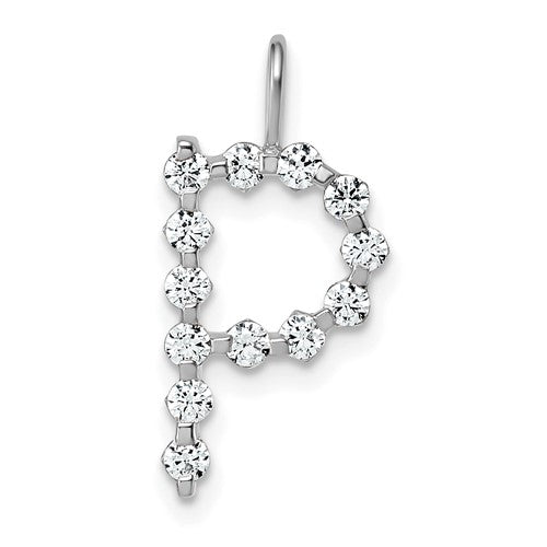 LGWP 14K White Gold 3/8 carat Lab Grown Diamond VS+ F+ Complete Alphabet P Pendant