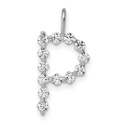 LGWP 14K White Gold 3/8 carat Lab Grown Diamond VS+ F+ Complete Alphabet P Pendant