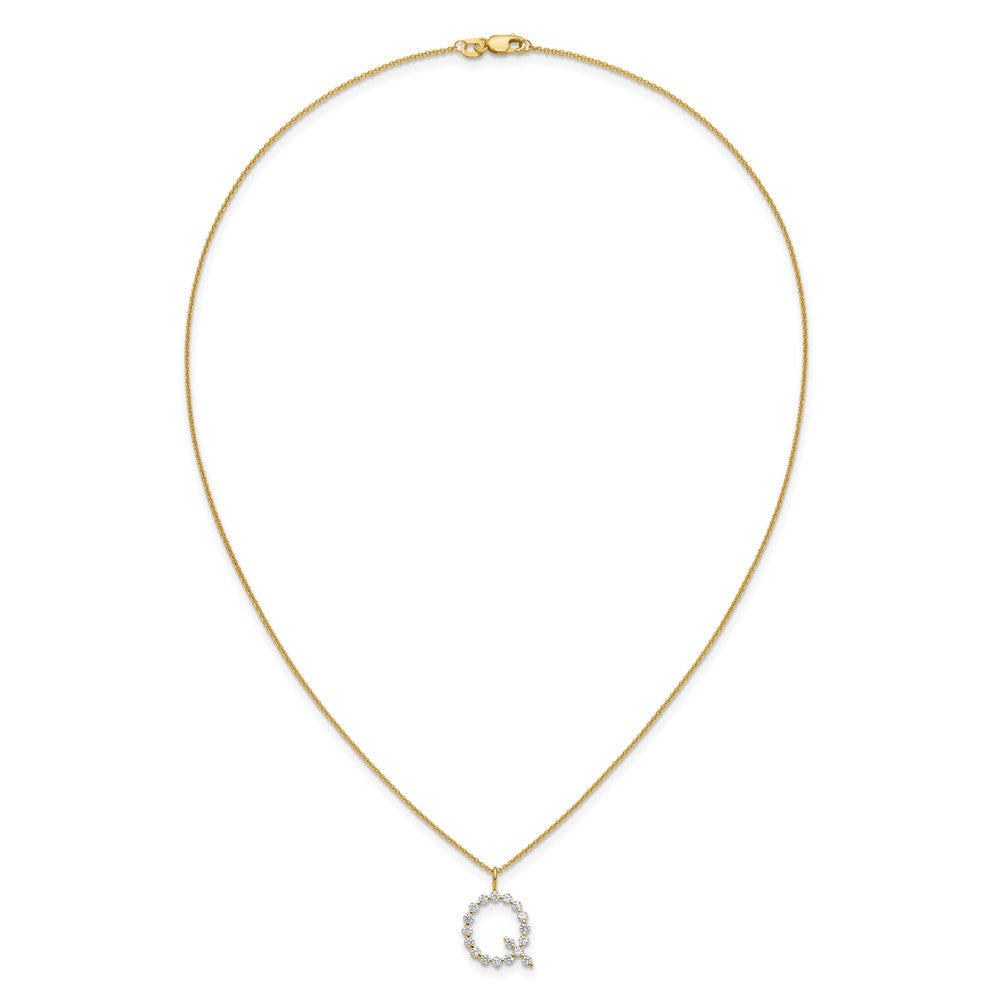 LGYN 14K Yellow Gold 5/8 carat Lab Grown Diamond VS+ F+ Complete Alphabet Q Pendant Necklace