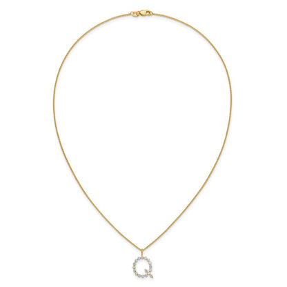 LGYN 14K Yellow Gold 5/8 carat Lab Grown Diamond VS+ F+ Complete Alphabet Q Pendant Necklace