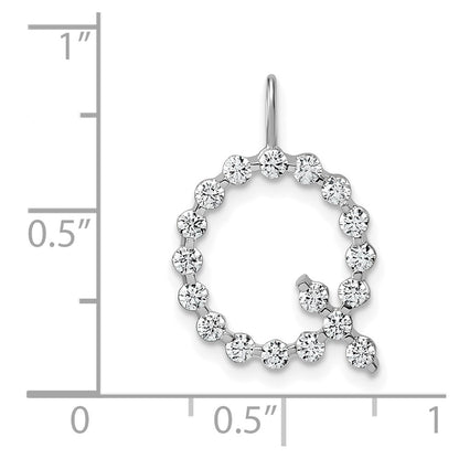 LGWP 14K White Gold 5/8 carat Lab Grown Diamond VS+ F+ Complete Alphabet Q Pendant