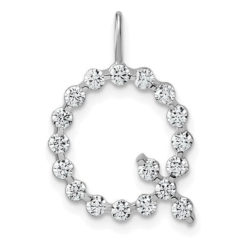 LGWP 14K White Gold 5/8 carat Lab Grown Diamond VS+ F+ Complete Alphabet Q Pendant