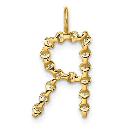 LGYP 14K Yellow Gold 1/2 carat Lab Grown Diamond VS+ F+ Complete Alphabet R Pendant