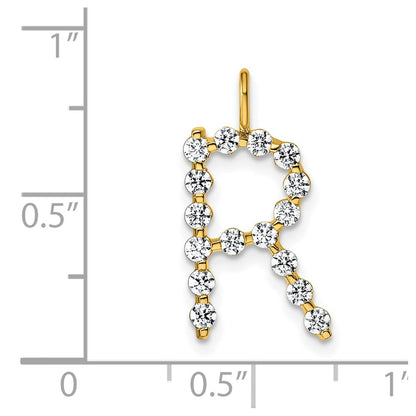 LGYP 14K Yellow Gold 1/2 carat Lab Grown Diamond VS+ F+ Complete Alphabet R Pendant